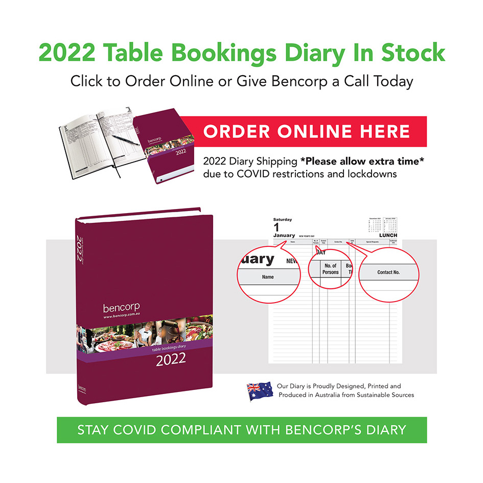 2022 Table Bookings Diary